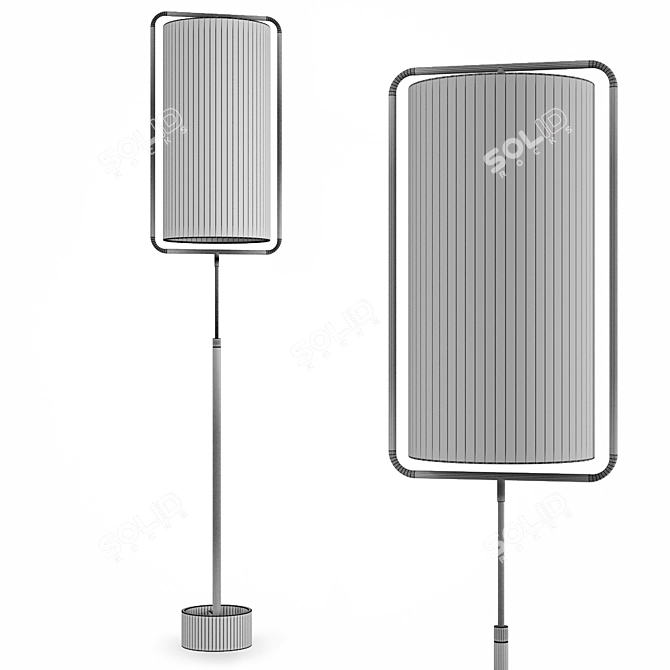 Modern Steel & Linen Floor Lamp 3D model image 5