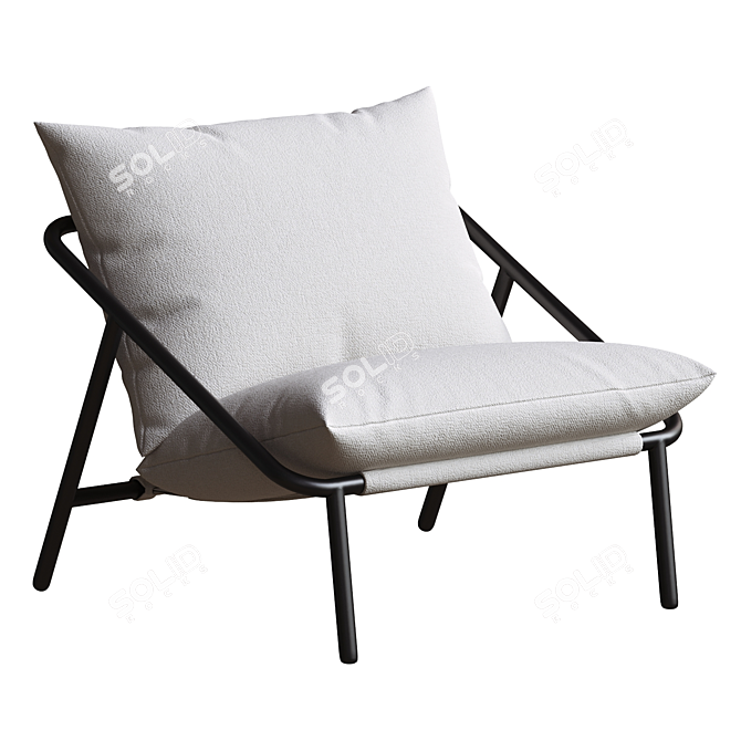 Sleek Metal Sling Armchair 3D model image 1