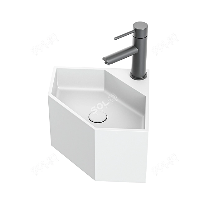 Luxury White Micro Corner Basin 3D model image 2