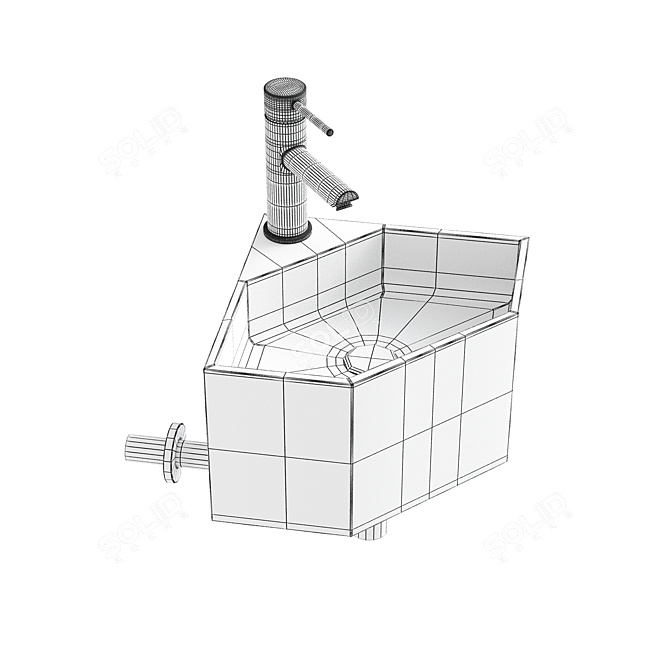 Luxury White Micro Corner Basin 3D model image 6