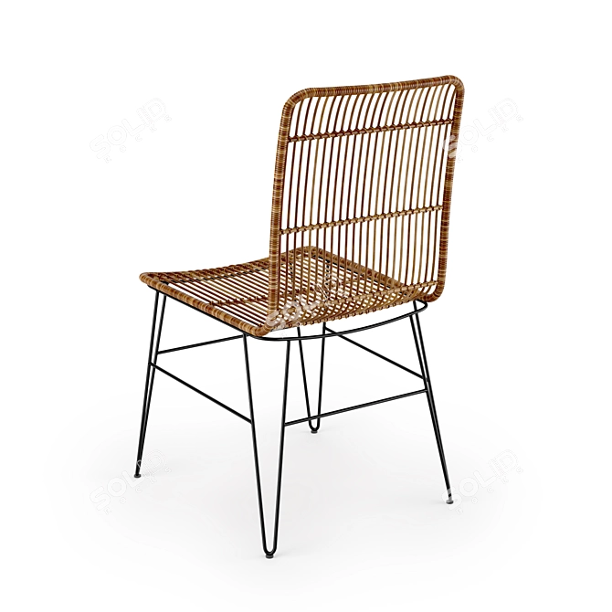 Hand-Woven Rattan Dining Chair 3D model image 3