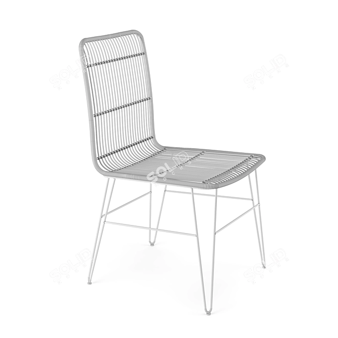 Hand-Woven Rattan Dining Chair 3D model image 4