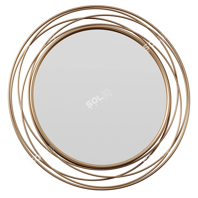 Swirl Accent Mirror: Antique Gold 3D model image 1