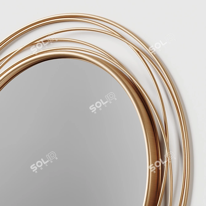 Swirl Accent Mirror: Antique Gold 3D model image 4