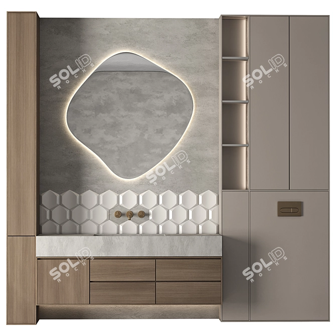 Modern Bathroom Furniture Set with Materials 3D model image 1