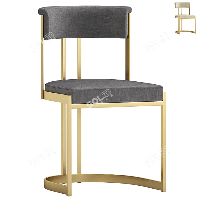 Elegant Black Velvet Dining Chair 3D model image 1