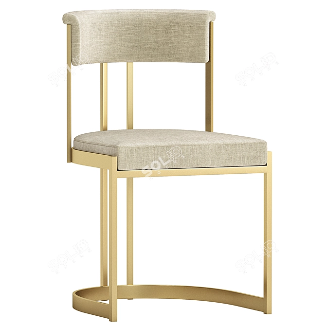 Elegant Black Velvet Dining Chair 3D model image 2