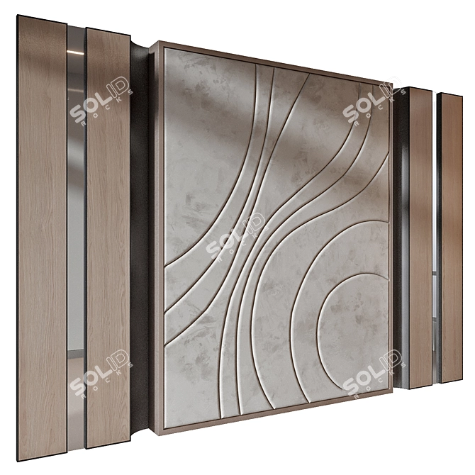 Wood Fabric Wall Panels Set 3D model image 1