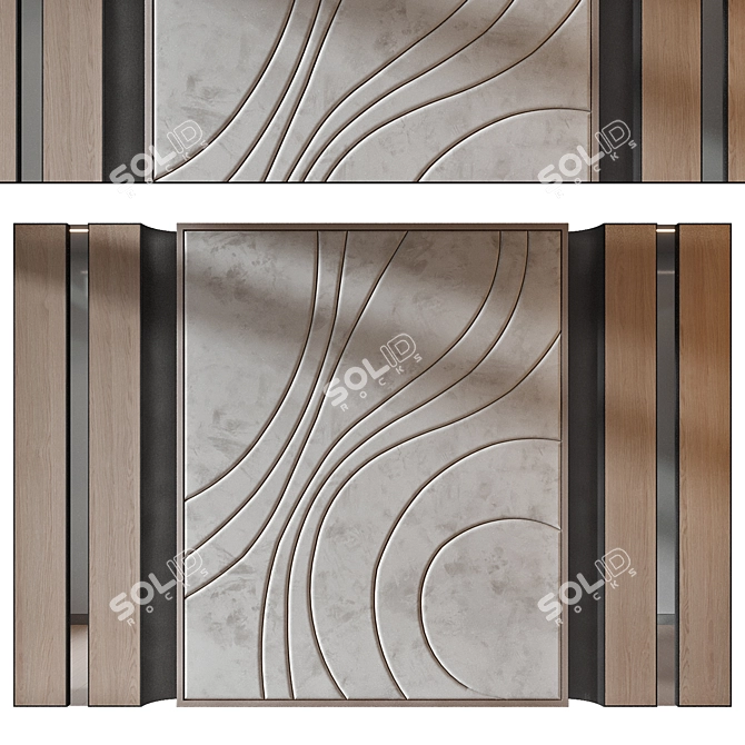 Wood Fabric Wall Panels Set 3D model image 2