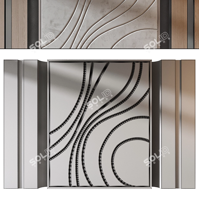 Wood Fabric Wall Panels Set 3D model image 3