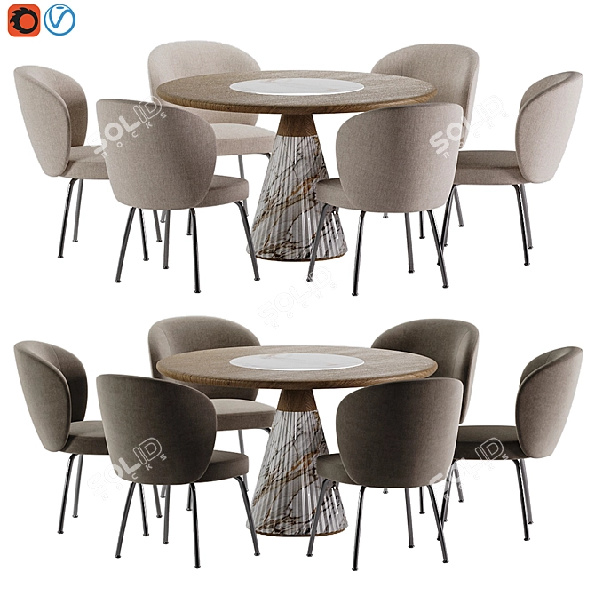 Modern Marble Top Dining Set 3D model image 1