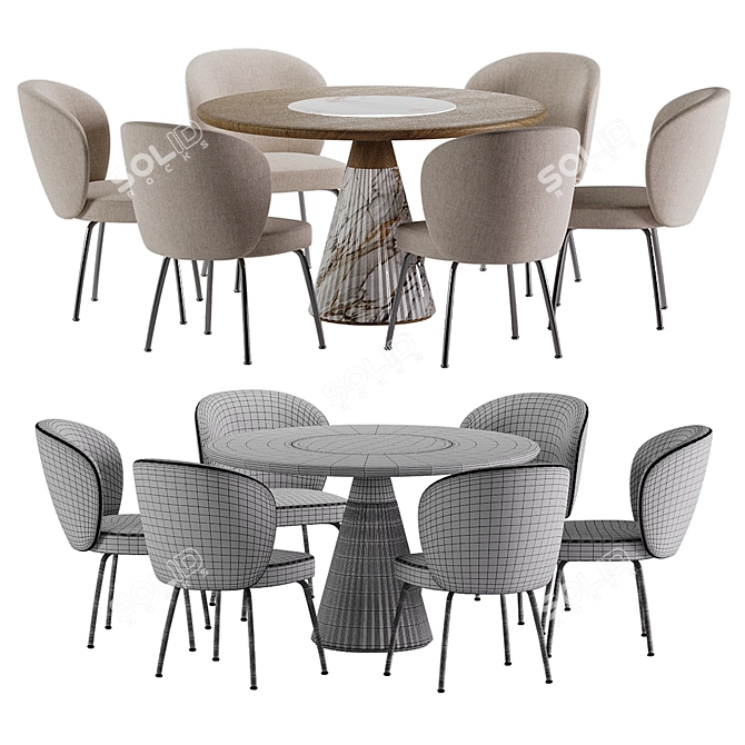 Modern Marble Top Dining Set 3D model image 5