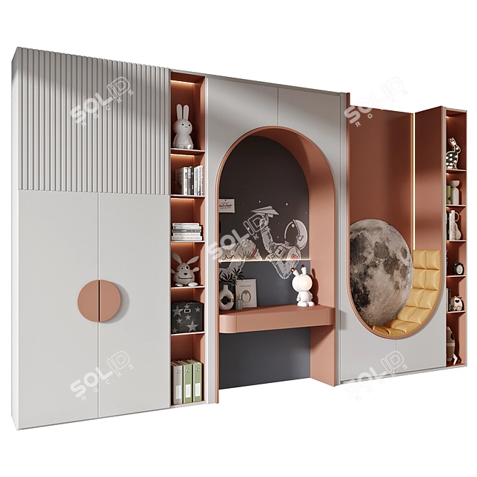 Custom Furniture Composition with Decor 3D model image 1