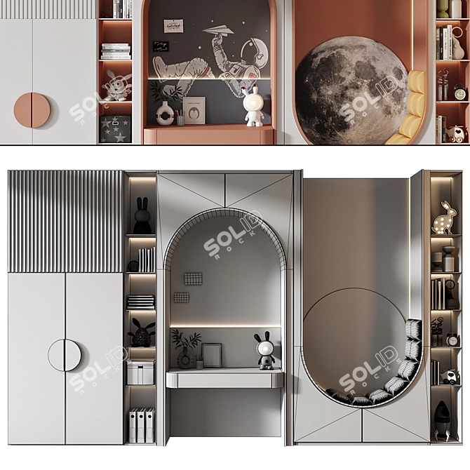 Custom Furniture Composition with Decor 3D model image 3