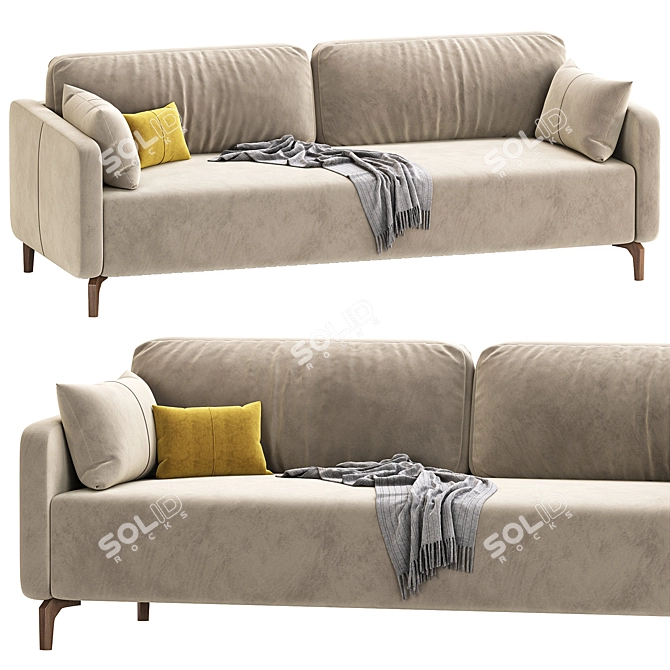 Plush Beige Velvet Sofa | Divan.ru 3D model image 1