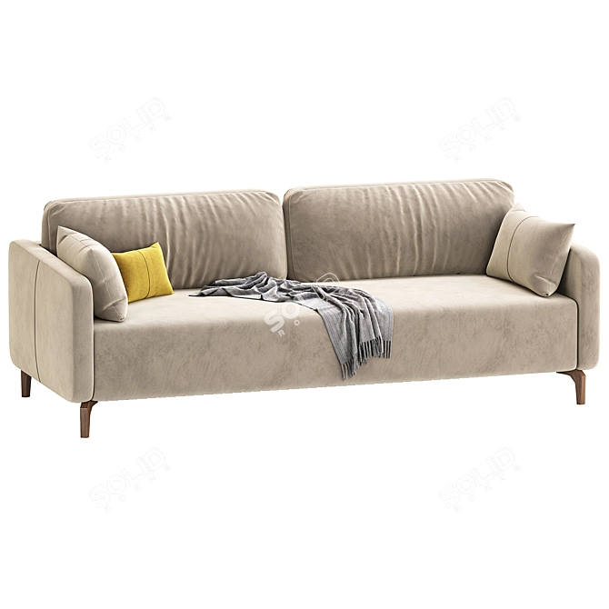 Plush Beige Velvet Sofa | Divan.ru 3D model image 2