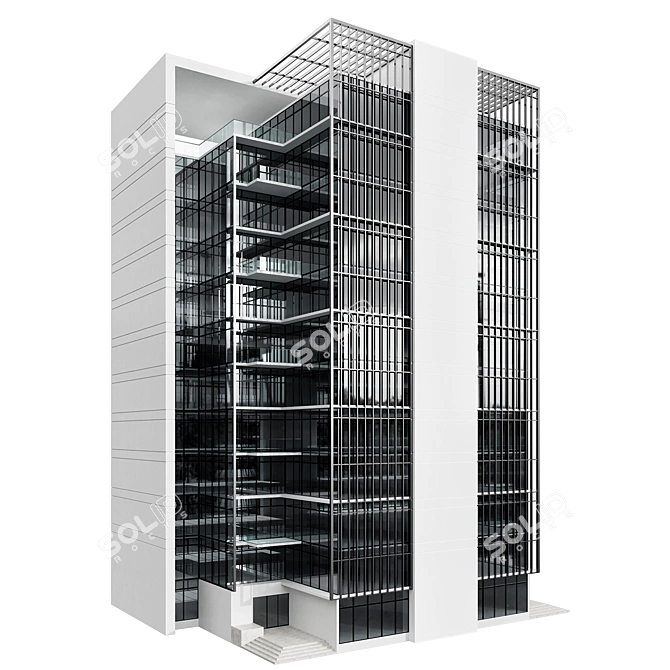 Customizable Residential Building Model 3D model image 2