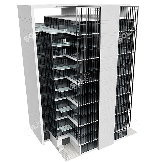 Customizable Residential Building Model 3D model image 6