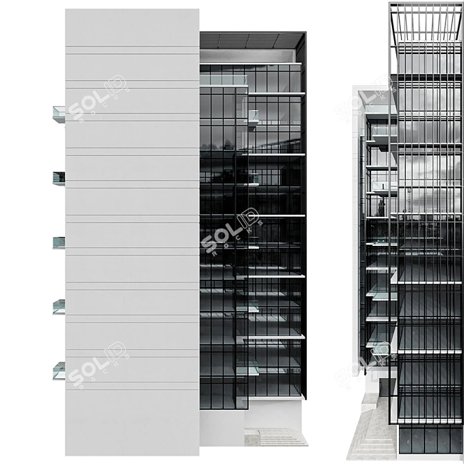 Customizable Residential Building Model 3D model image 7