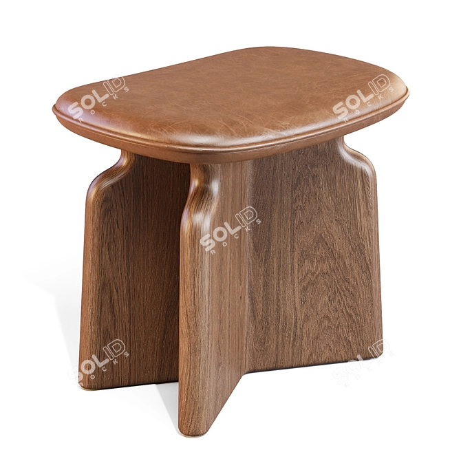 Podi Stool: Elegant Walnut Design 3D model image 2