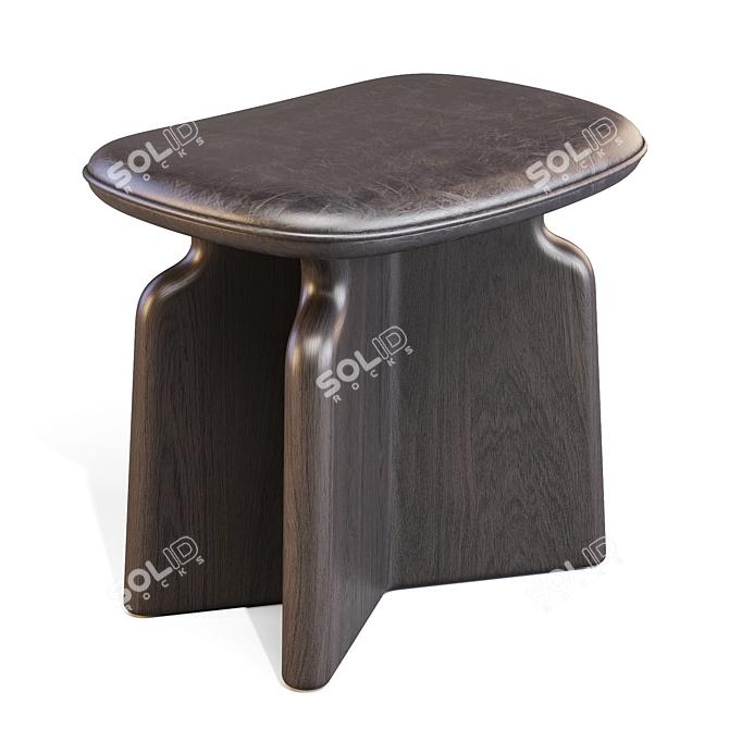 Podi Stool: Elegant Walnut Design 3D model image 3