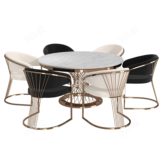 Modern Sanders Dining Set 3D model image 1