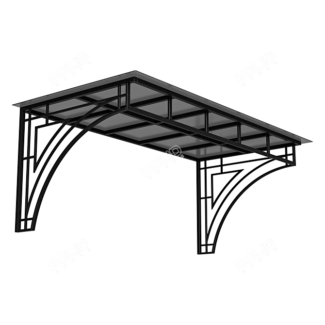 Sleek Black Canopy Loft Bed 3D model image 2