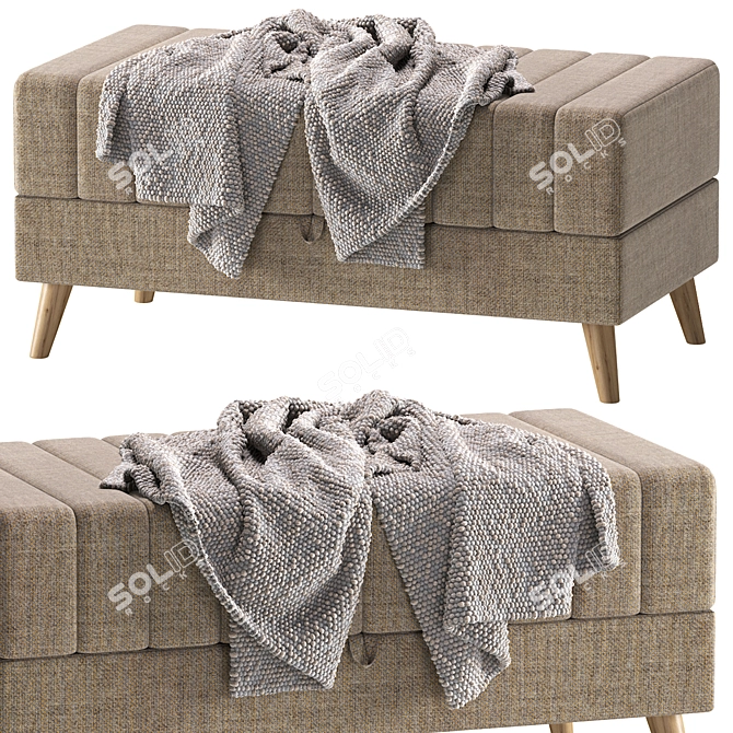 Nordic Brown Bench 3D Model 3D model image 4