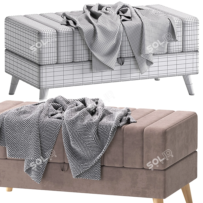 Nordic Brown Bench 3D Model 3D model image 7