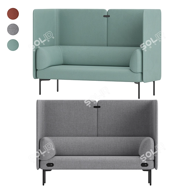 Haworth Cabana 2-Seater Modular Sofa 3D model image 1