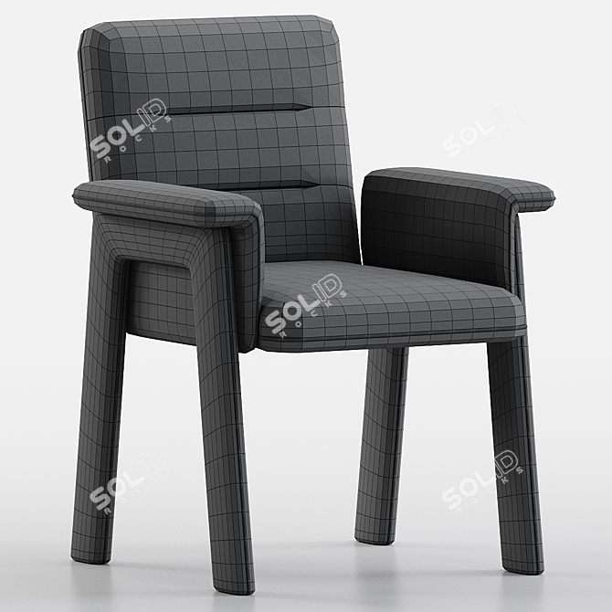 Elegant Velvet Upholstered Dining Chairs 3D model image 4