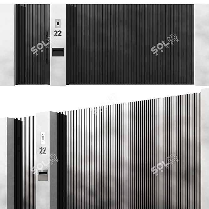 Modern Sliding Gate Model 01 3D model image 1