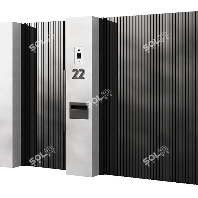 Modern Sliding Gate Model 01 3D model image 2