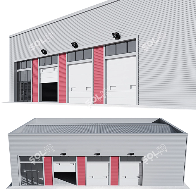 Versatile Vehicle Maintenance Hangar 3D model image 1