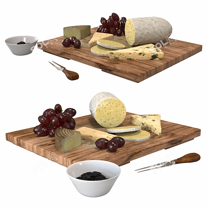 Gourmet Cheese and Grapes Set 3D model image 1