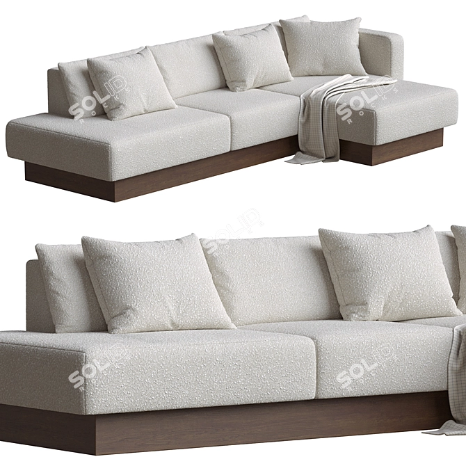 Brady Sectional Sofa in Blanc Boucle 3D model image 1