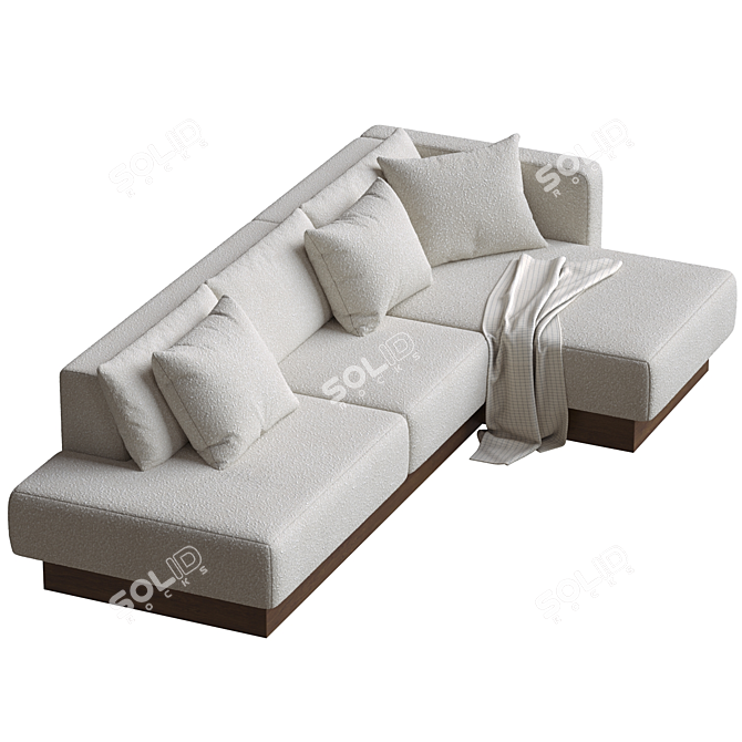 Brady Sectional Sofa in Blanc Boucle 3D model image 2