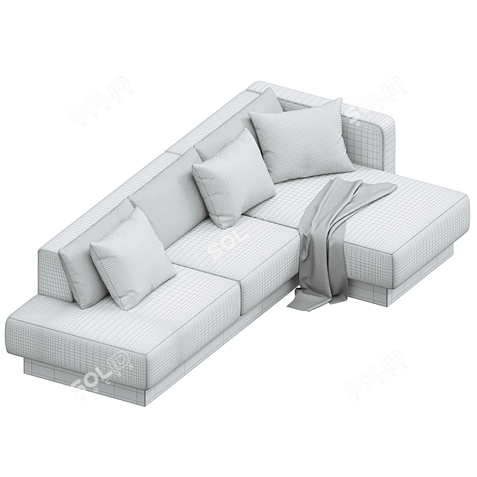 Brady Sectional Sofa in Blanc Boucle 3D model image 5