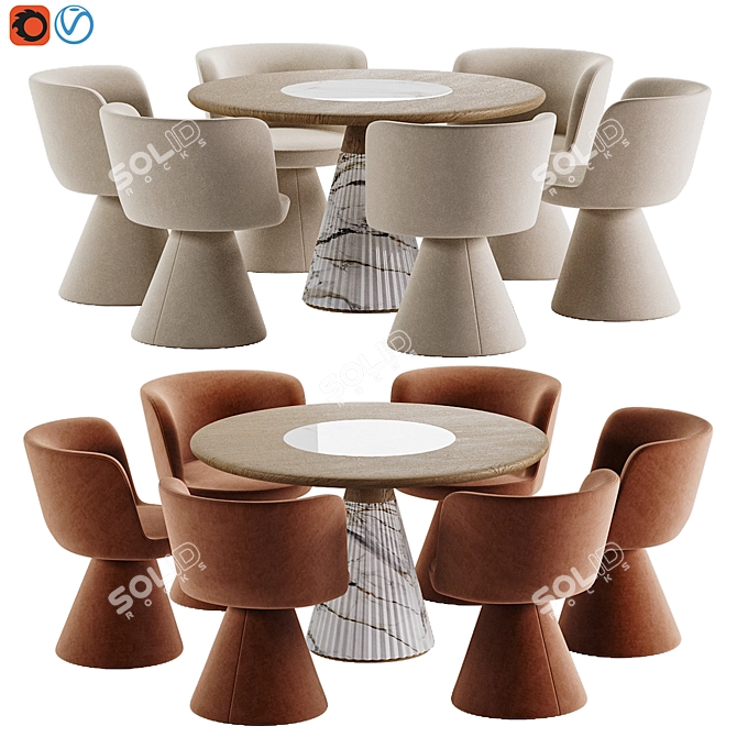 Modern Dining Set: Flair Chair & Marilyn Table 3D model image 1