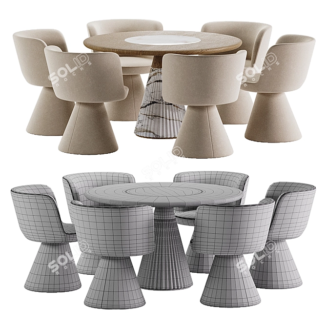 Modern Dining Set: Flair Chair & Marilyn Table 3D model image 4