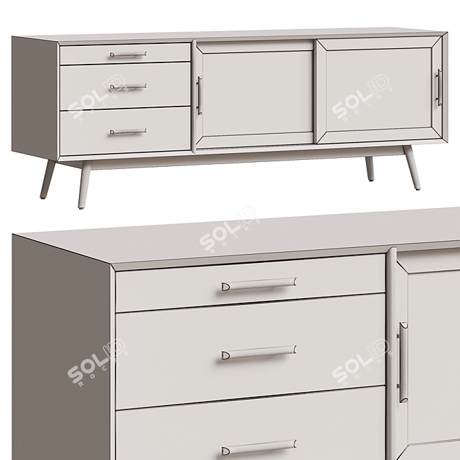 Modern Glass Media TV Stand 3D model image 4