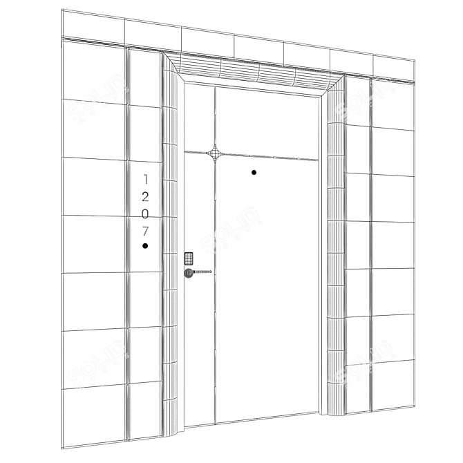 Modern Hotel Door 003 3D model image 3