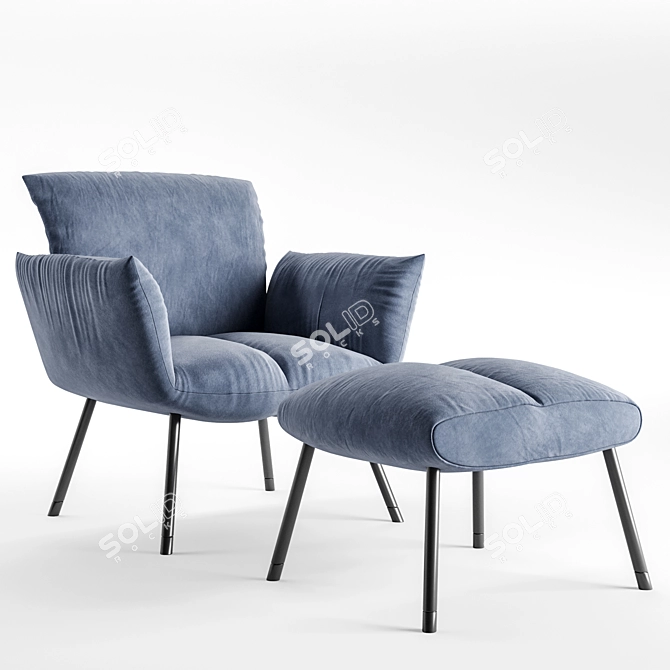 Pil Cushioned Armchair - Comfort and Elegance 3D model image 2