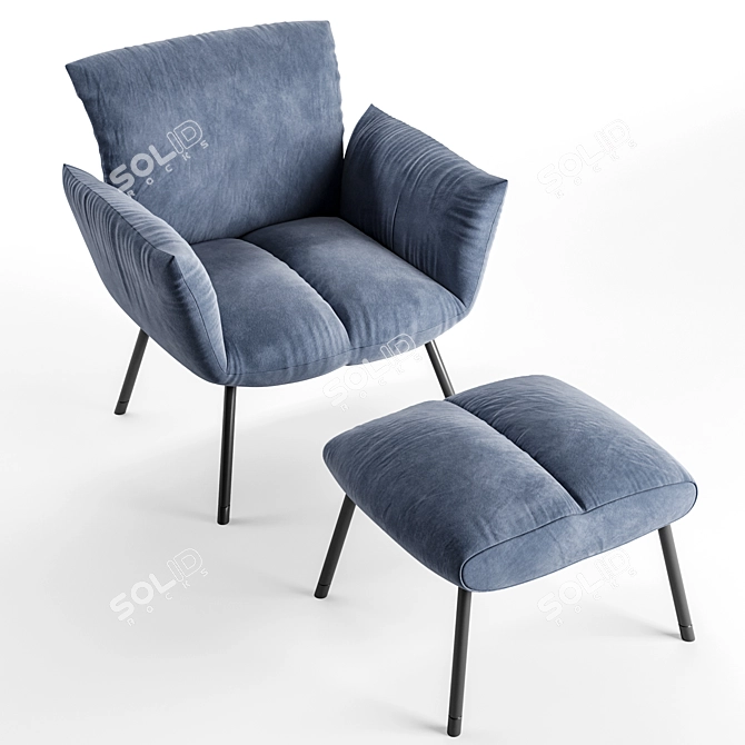 Pil Cushioned Armchair - Comfort and Elegance 3D model image 5