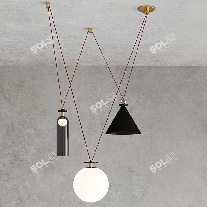 Modern Geometric Shape Up Chandelier 3D model image 2