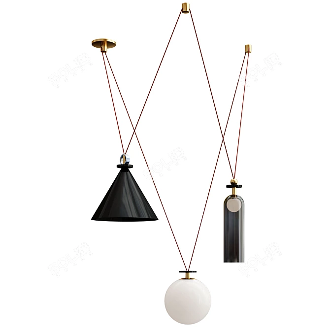 Modern Geometric Shape Up Chandelier 3D model image 5