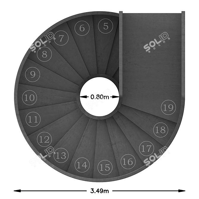 Sleek Spiral Staircase Model 3D model image 7