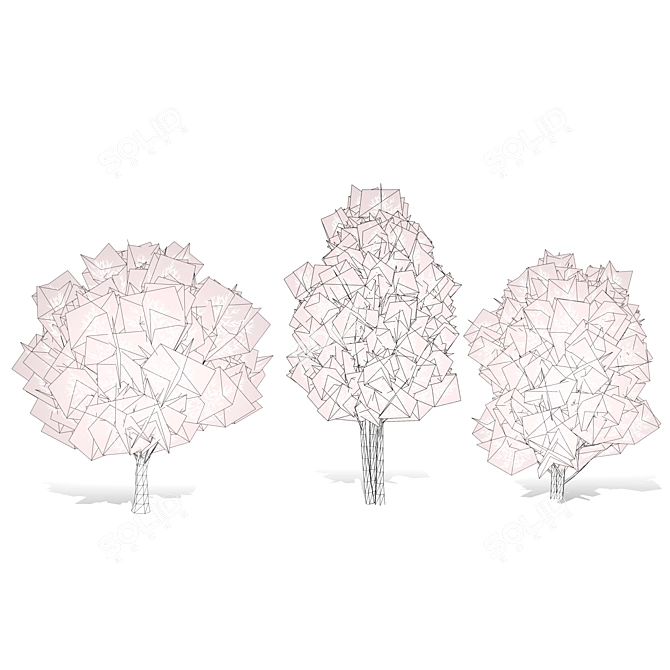 Low Poly Salix Alba Tree Pack 3D model image 7