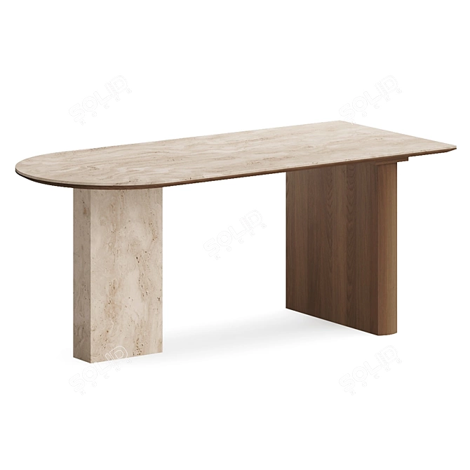 Sleek Japandi Dining Table Set 3D model image 1