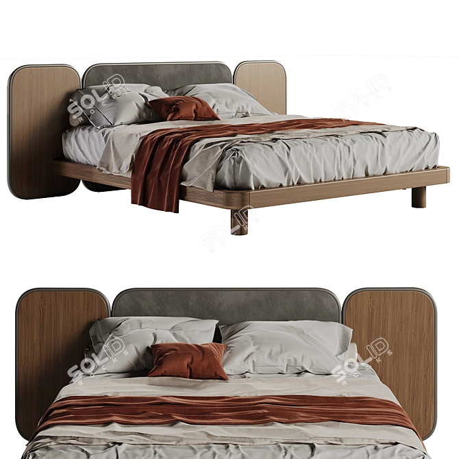 Stylish MOOZA Monarch Bed 3D model image 1